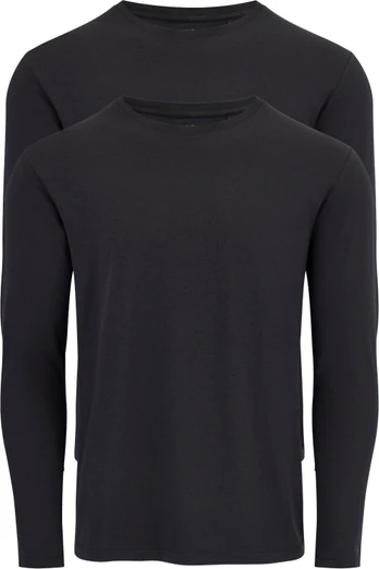 Mens Bamboo Cotton Long Sleeve T Shirt 2 Pack - Black