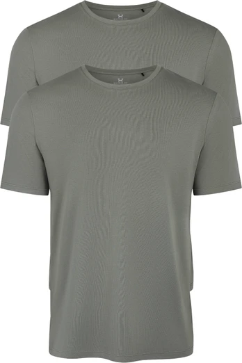 Mens Bamboo Cotton Short Sleeve T Shirt 2 Pack - Smoke Green