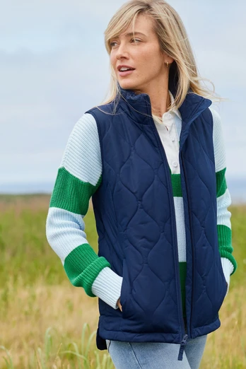 Womens Plus FeatherFree Onion Quilted Gilet - Deep Sea Navy