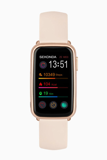 Women's Track Smart Watch - Rose Gold/Pink Silicone Strap