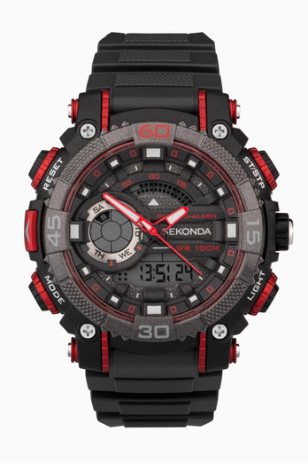 Malvern Digital Men's Watch - Black Plastic Case/Strap