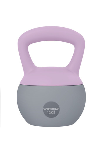 Soft Non Slip 12kg Kettlebell with Handle - Purple and Grey