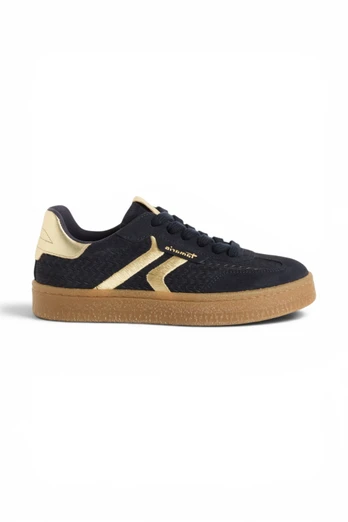 Womens Leather Trainers Sneaker Shoes - Navy
