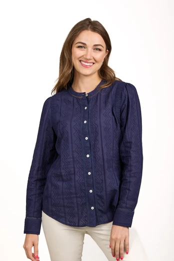 Women's Zig Zag Textured Shirt - Navy