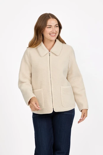 Women's Soft Sherpa Fleece Jacket - Ivory