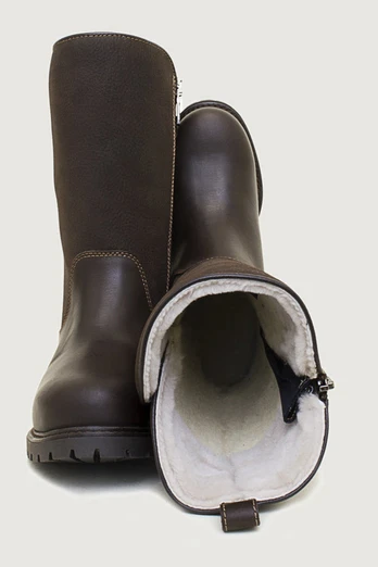 Quebec Wool Lined Womens Waterproof Zip Boots - Brown