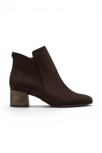 Womens Faux Heeled Ankle Boots - Brown