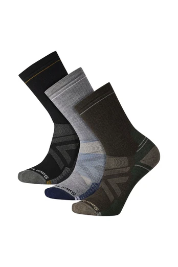 3 Pack Unisex Merino Hike Full Cushion Crew Socks - Multi
