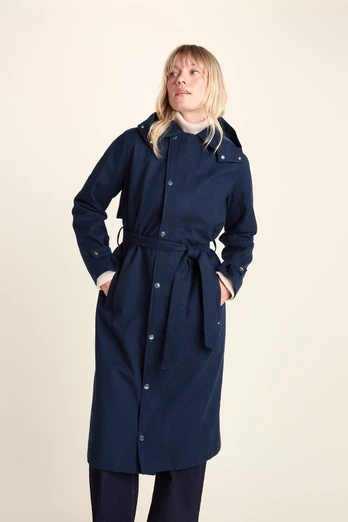 Jemima Womens Waterproof Longline Trench Coat - Navy
