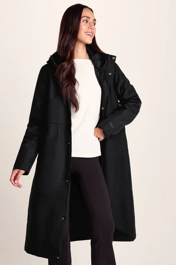 Ari Womens Waterproof Insulated Trench Coat - Black