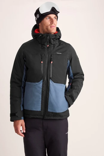 Avoriaz Mens Waterproof Insulated Ski Jacket - Black/Fjord Blue