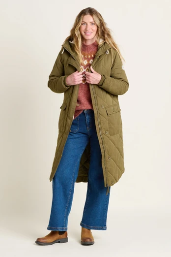Bradstock Womens Hooded Parka Jacket - Khaki