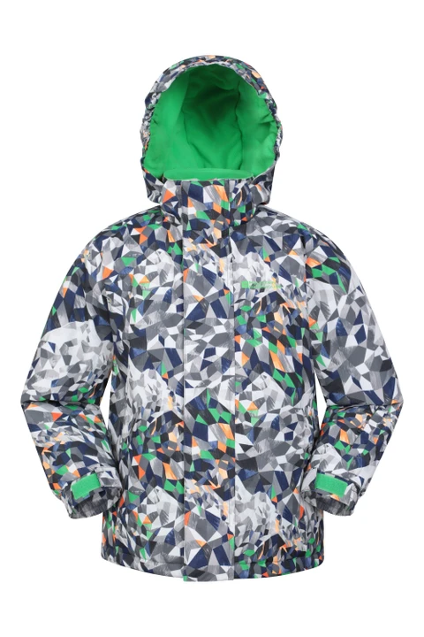Mogal Printed Kids Ski Jacket - Grey
