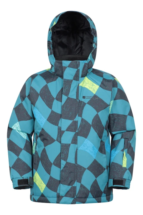 Mogal Printed Kids Ski Jacket - Teal