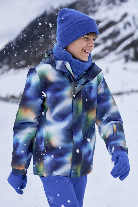 Mogal Printed Kids Ski Jacket - Dark Blue