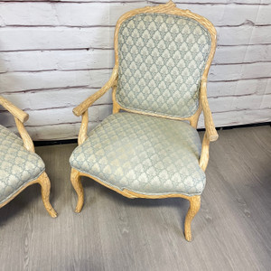 Blue Louis XV Style Armchairs With Branch Detail 2pc
