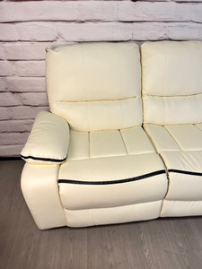 White Faux or Bonded Leather Recliner Couch