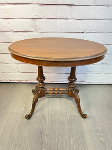 Antique Wood Oval Side Entry Table