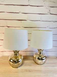 Mercury Silver Gold Tone 2pc Lamps