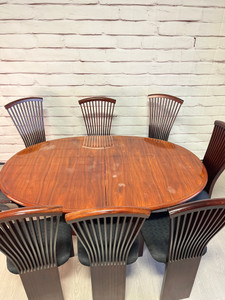 Post Modern Scovby Danish Rosewood Oval Dining Table & Italian Chairs 9pc