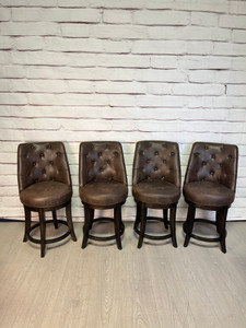 Brown Swivel Bar Stools 4pc Set