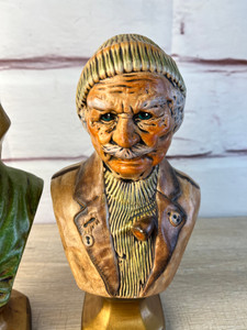 Vintage 1970's Era Busts 2pc old Man Woman