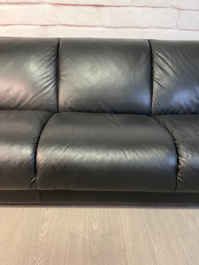 Black Leather Manhattan Ekornes Sofa Couch Scandinavian