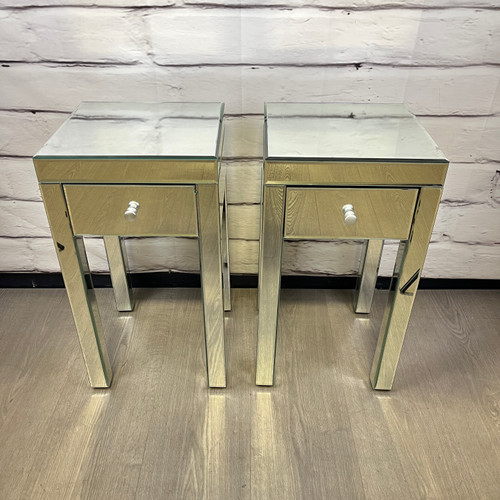 Mirrored Nightstands Side Tables 2pc