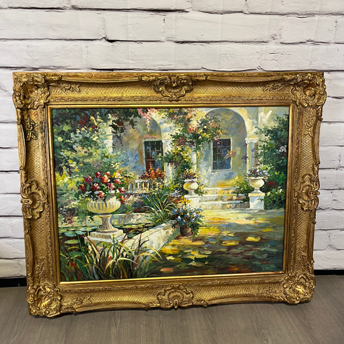Huge Gold Framed Original Painting Garden
