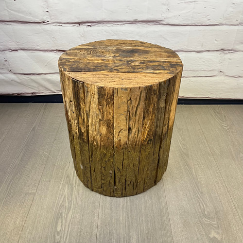 Wood Log Style Round Side Table