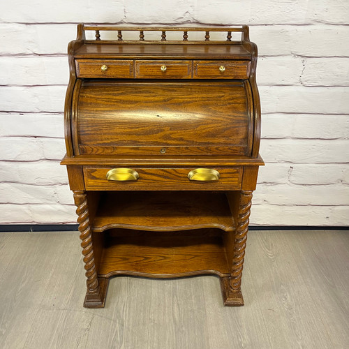 Vintage Small Roll Top Secretary Desk