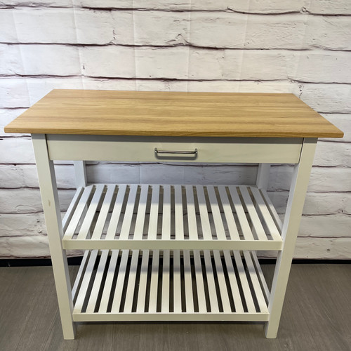 White Kitchen Island with Two Shelves