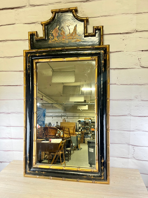 Vintage Chinoiserie Asian Painted Mirror