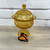 Large Yellow Amber Glass Candy Cookie Jar W/ Lid