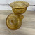 Large Yellow Amber Glass Candy Cookie Jar W/ Lid