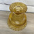 Large Yellow Amber Glass Candy Cookie Jar W/ Lid