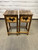Small Rustic Moose Pattern End Tables 2pc