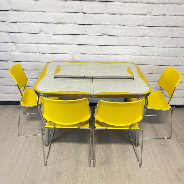 Vintage 1950's Formica Chrome Dining Kitchen Table & Chairs Set