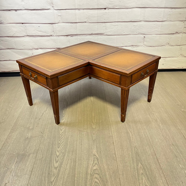 Rare Mersman Corner End Cocktail Table Leather Top