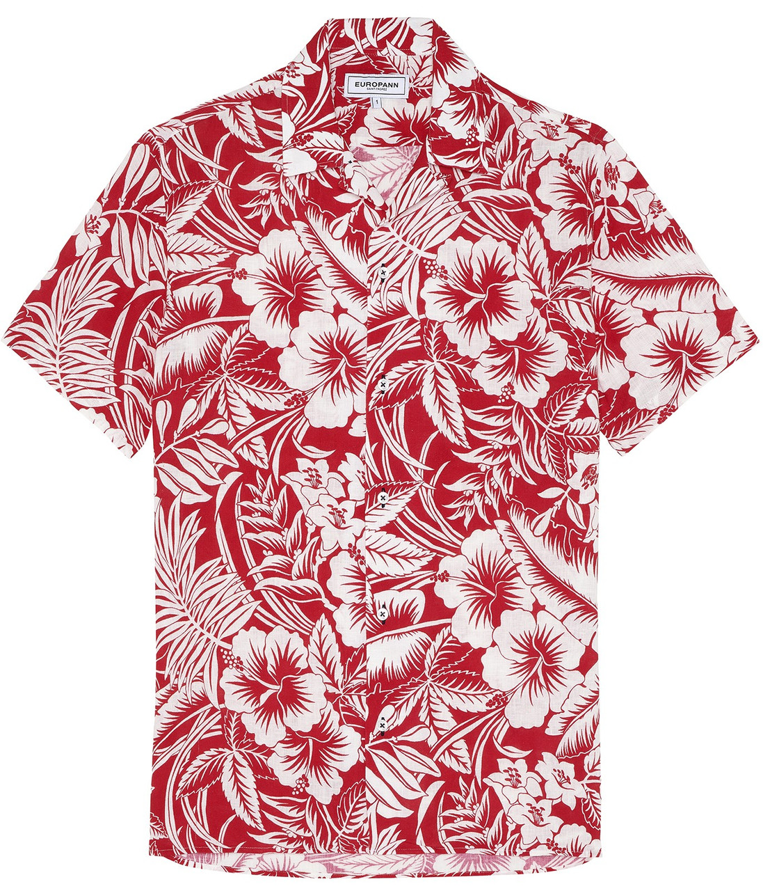 Tropical Floral Linen Shirt - Red