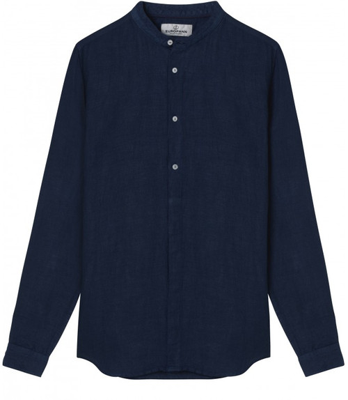 Linen Shirt Mao Collar - Marine - STAN