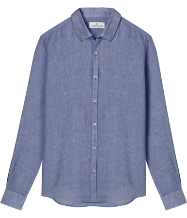 Blue Color Long Sleeves Linen Shirt for Men | Europann Saint Tropez