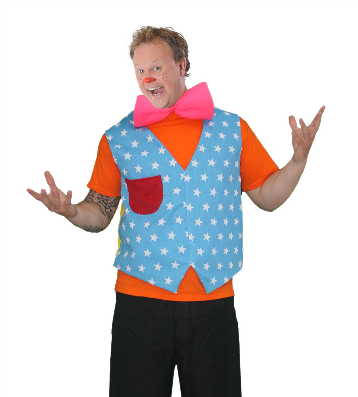 Mens Mr Tumbles Kit Waistcoat /& Bowtie Fancy Dress Costume