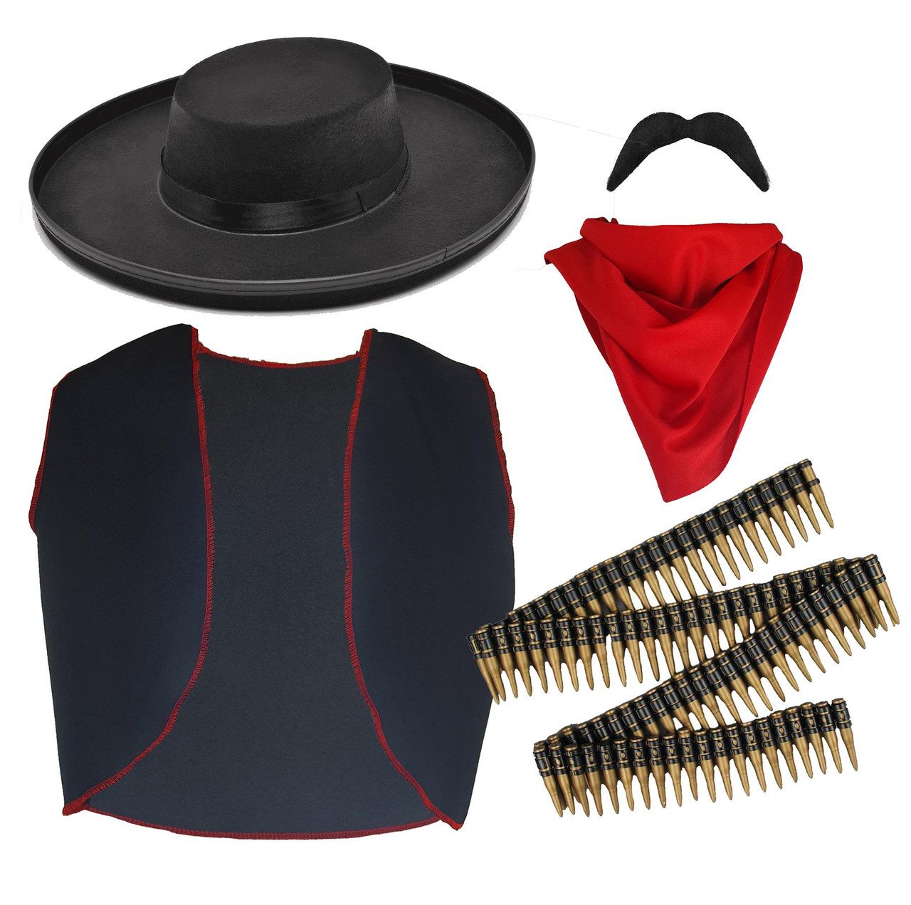 Adults Mexican Bandito Bandit Outlaw Wild West Fancy Dress Costume [3 Sizes]