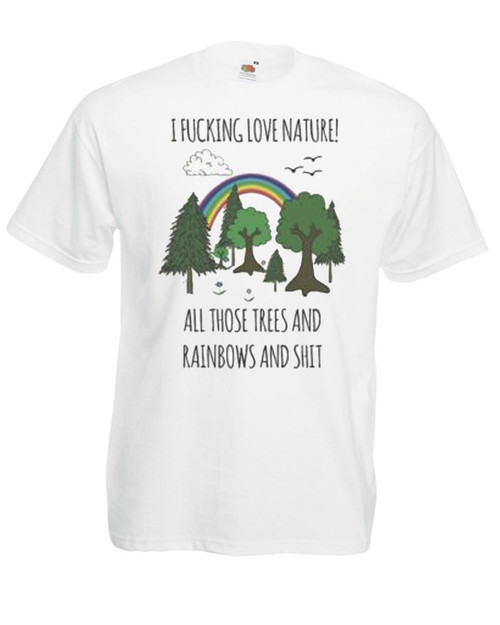 Mens I Love Nature The Great Outdoors Funny Environmental Unisex White T-Shirt Mens I Love Nature The Great Outdoors Funny Environmental Unisex White T-Shirt