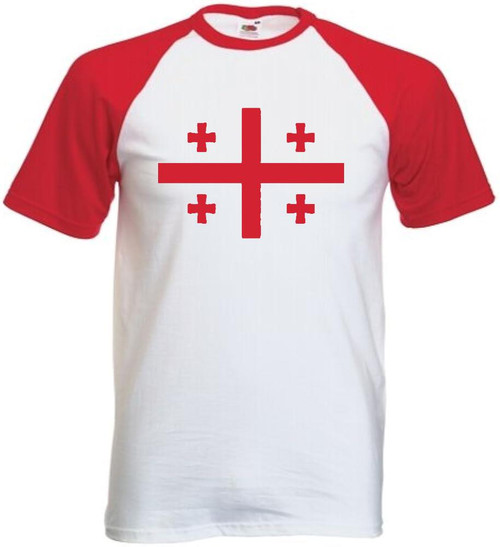 Adults Georgia National Flag Patriotic Supporters Unisex Red White T-Shirt