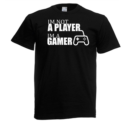 Adults I'm Not a Player I'm a Gamer Funny Pro Gaming Quote Unisex Black T-Shirt