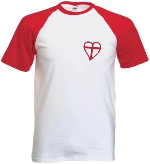 Adults England St George Cross Love Heart English Patriotic Unisex Red T-Shirt