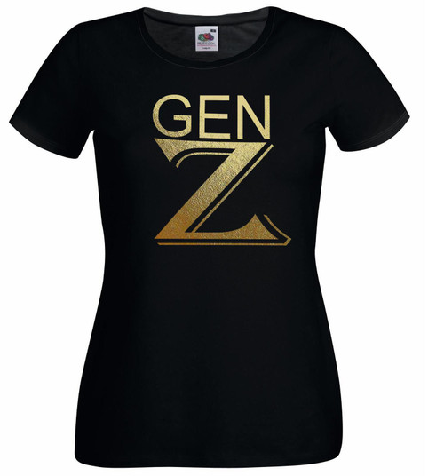 Womens Generation Z Gen Z Zoomers Social Generations Lady Fit Black T-Shirt