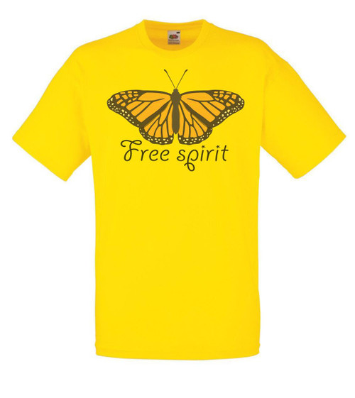 Mens Free Spirit Butterfly Insect Wild Nature Freedom Unisex Yellow T-Shirt Mens Free Spirit Butterfly Insect Wild Nature Freedom Unisex Yellow T-Shirt